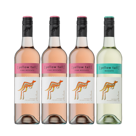 Buy 3+1 Promo: 3x Yellow Tail Pink Moscato and 1x Yellow Tail White Moscato 750ml (Naked Only - No Box, Total 4 Bottles)