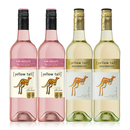 Buy 3+1 Promo: 2x Yellow Tail Pink Moscato and 2x Yellow Tail Gold Moscato 750ml (Naked Only - No Box, Total 4 Bottles)