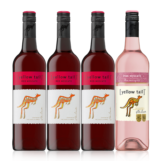 Buy 3+1 Promo: 3x Yellow Tail Red Moscato and 1x Yellow Tail Pink Moscato 750ml (Naked Only - No Box, Total 4 Bottles)