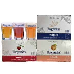 Hoegaarden: White, Rosee, Peach Beer 500ml Can Discovery Pack - (Total 3x Case, 3x 330ml Glass)