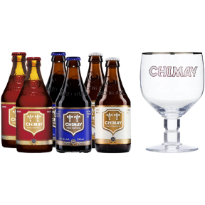 Chimay Variety Pack (Red, Blue & White) 330ml x 6 W/FREE Chimay Glass