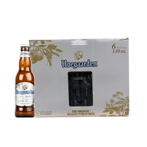 Hoegaarden White Beer 330ml Bottle x6   (6 pack with glass - Expiry: June 1, 2024)