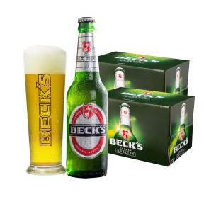 Buy 1 Take 1 Case Beck's Beer Bottle 275ml x24 (Total 2 Cases) with FREE Beck's 330ml Tumbler Glass (Expiry July 1, 2024)