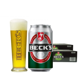 Beck's Beer Can 330ml x48 (2 Cases) with FREE Beck's 330ml Tumbler Glass