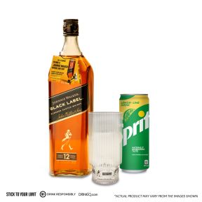 Johnnie Walker Black Label 1L with Necker, FREE 1pc. Highball Glass and 1pc. Sprite Can 320ml