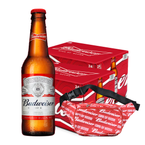 Buy 1 Take 1 Budweiser Beer 330ml Bottle x 48 ( 2 Cases)  w/ FREE Belt Bag