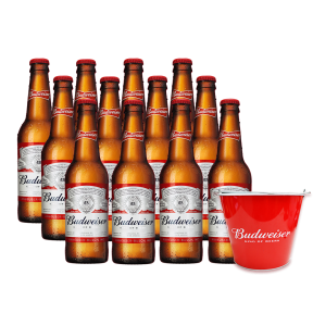 Budweiser Beer 330ml Bottle X 12 w/ FREE 1pc. Budweiser Bucket