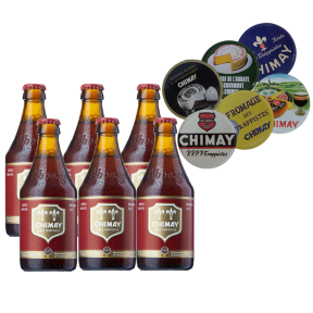Chimay Red 330ml Bottle x6 with FREE Chimay Coasters (Total 6 Bottles)