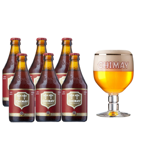 Chimay Red 330ml Bottle x6 with FREE Chimay Glass (Total 6 Bottles)