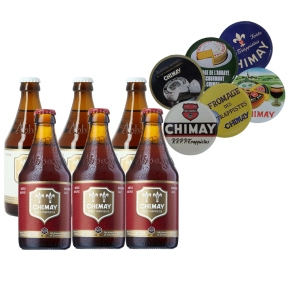 Chimay Variety Pack: 3x Tripel White & 3x Red 330ml Bottle with FREE Chimay Coasters (Total 6 Bottles)