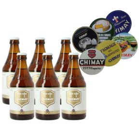 Chimay Tripel White 330ml Bottle x6 with FREE Chimay Coasters (Total 6 Bottles)