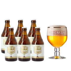 Chimay Tripel White 330ml Bottle x6 with FREE Chimay Glass (Total 6 Bottles)