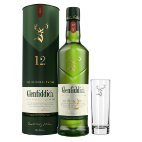 Glenfiddich 12 Year Old 700ml with Glenfiddich Highball Glass