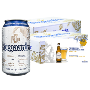 B1T1 Hoegaarden White 330ml Can X 48 (2 Cases) w/  FREE 1pc. Laptop Mat