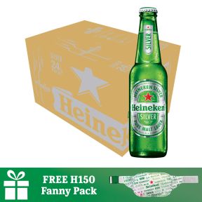 Heineken Silver Beer Bottle 330ml x24 (Case) with FREE H150 Fanny Pack