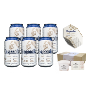 Hoegaarden White Beer 330ml Can X 6 w/ FREE  coaster pack & Beer Soap kit