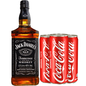 Jack Daniel's Old No.7 Tennessee Whiskey 1L w/ FREE 3x Coke in Can 330ml