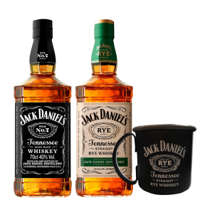 Jack Daniel's Old No.7 Tennessee Whiskey 700ml  and Jack Daniel's Tennessee Rye Whiskey 700ml w/ FREE 1pc Tin Mug 