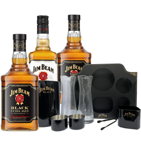 Jim Beam Serving Tray Set (2x Bottles Black 700ml, 1x Bottle White 700ml)