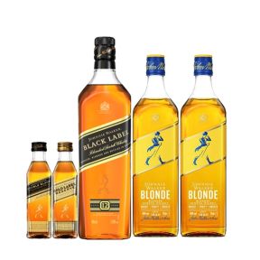 Johnnie Walker Bundle: 2x JW Blonde 700ml, 1x JW Black 1L with FREE JW Double Black Mini 50ml, JW Gold Reserve 50ml (Total 5 Bottles)