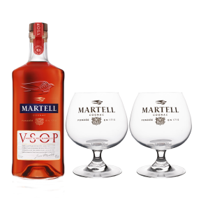Martell VSOP Aged in Red Barrels 700ml w/ free 2 cognac glasses