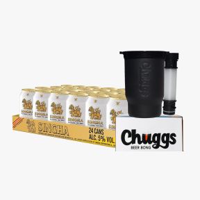 Singha Lager Beer 330ml Can x24 (1 Case) with FREE 1x Chuggs Beer Bong (Black)