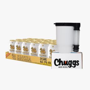 Singha Lager Beer 330ml Can x24 (1 Case) with FREE 1x Chuggs Beer Bong (White)
