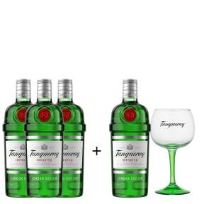 Buy 3+1 Promo: Tanqueray London Dry Gin 750ml with FREE 1x Tanqueray Copa Glass (Total 4 Bottles)