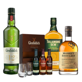 Premium Whisky Bundle Set: Buy 1x Glenfiddich 12yo 700ml, 1x Monkey Shoulder 700ml  & 1x Tullamore D.E.W 700ml  w/ FREE 1x Glenfiddich Miniature Set