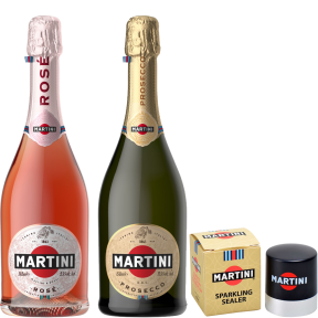 Martini Duo: 1x Martini Rose 750ml + 1x Martini Prosecco 750ml with FREE 1pc. Martini Sparkling Wine Sealer
