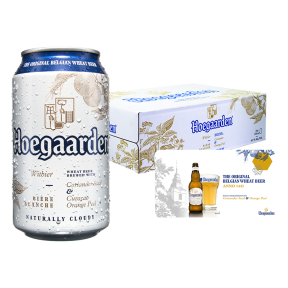 Hoegaarden White Beer 330ml Can X 24 (Case) W/ FREE 1pc. Laptop Mat
