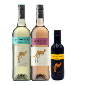 Yellow Tail Wine Bundle: Buy 1x Moscato 750ml and 1x Pink Moscato 750ml with FREE 1x Joey Shiraz 187ml (Total 3 Bottles)